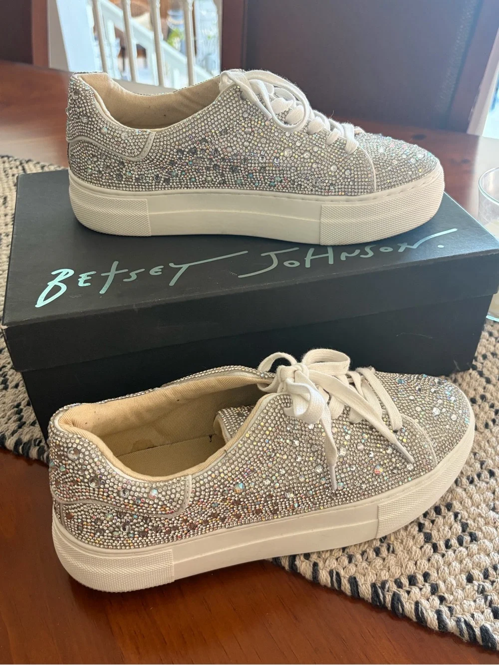 Dazzling Betsey Johnson Sidny Rhinestone Sneakers all-over crystal pave